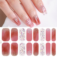 Nouvelles Bandes de Gel UV Non Toxiques SS26 Rose Bébé Dégradé Pailleté avec Nœud Papillon, Haute Flexibilité, Ajustement Parfait des Bords, Idéales pour l'Art des Ongles en Salon