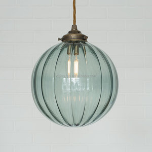 Lámpara colgante de 200mm de diámetro, iluminación verde, pintada, Azul, de color, cubierta de lámpara de sombra - Product Image 2