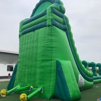 Grand toboggan aquatique gonflable commercial double avec palmiers pour enfants et adultes