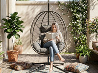 Nouveau Fauteuil Suspendu Pliant en Rotin pour Intérieur et Extérieur, Salon, Jardin, Balcon, Terrasse, avec Support