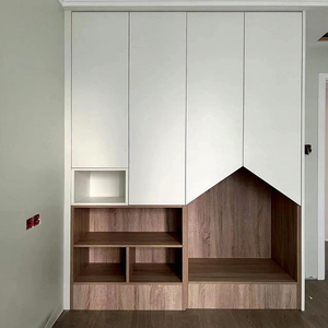 <span class=keywords><strong>Armoire</strong></span> pour enfants moderne et minimaliste, écologique, autoportante et réglable, avec portes blanches et étagères ouvertes, pour villa - Product Image 1