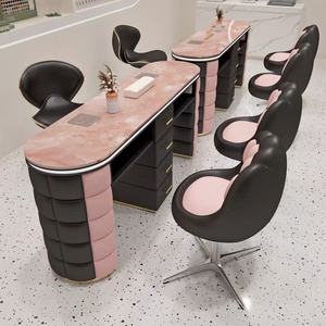 Vente directe d'usine - Table de manucure en métal blanc et gris, bureau de salon de beauté, poste de travail pour technicien en ongles, mobilier de salon - Product Image 4
