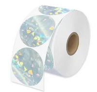Étiquettes thermiques directes personnalisées d'usine couleurs arc-en-ciel claires étiquettes thermiques rondes holographiques transparentes étanches à l'huile