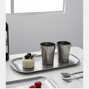 Plateau rectangulaire rétro en acier inoxydable 304 pour <span class=keywords><strong>steak</strong></span> Dessert aliments frits Design classique et moderne pour la maison et les fêtes - Product Image 2