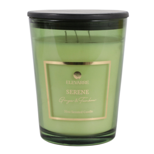 Candela Profumata ELEVARRE Serene 31oz in Barattolo di Vetro con Coperchio, Fragranza Zenzero e Tambour - Product Image 1