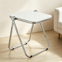 Table d'appoint carrée pliable en acrylique avec cadre en acier électroplaqué, multicolore, portable, pour salon, chambre, petit espace
