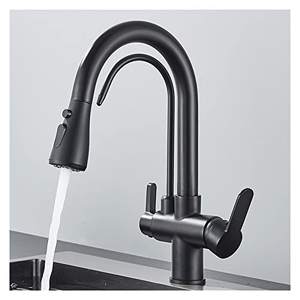 सिंगल-होल डेक पर तीन तरफा पुल-आउट रसोई नल और थर्मोस्टैटिक सुविधा स्टेनलेस स्टील वाटर टैप के साथ - Product Image 3