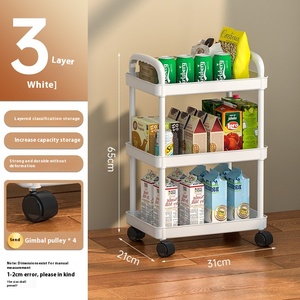 Support de rangement roulant empilable à 3 niveaux Chariot utilitaire de cuisine du sol au plafond Support de rangement roulant à plusieurs étages avec roues - Product Image 3