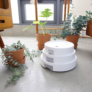 Support de pot de fleurs carré moderne avec roulettes dissimulées, plateau de récupération d'eau, chariot robuste en acier inoxydable et plastique, pour intérieur et extérieur - Product Image 3