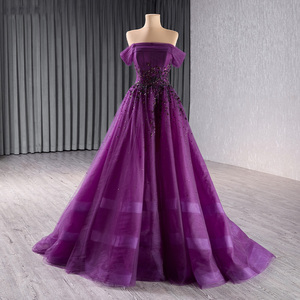 Robe de bal élégante en tulle à épaules dénudées, avec appliques en dentelle et cristaux, robe de soirée, robe de bal, robe de fête Rsm241105 - Product Image 1