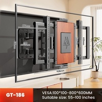 Soporte de Pared Giratorio Universal para TV de Oficina para Pantallas Planas de hasta 100 Pulgadas, Soporte de TV de Acero con Panel de Madera
