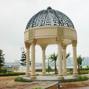 Trang Trí Sân Vườn Cổ Điển Vòng Hình Dạng Đá Cẩm Thạch Cột <span class=keywords><strong>Gazebo</strong></span> Tự Nhiên Bằng Đá Cẩm Thạch Trắng <span class=keywords><strong>Gazebo</strong></span> Rèn Sắt Dome - Product Image 5