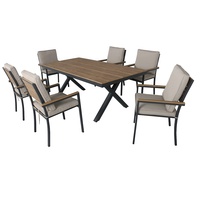 Lujo aluminio plástico madera jardín Patio muebles para cafetería al aire libre mesa de comedor conjunto patio granja apartamento hogar