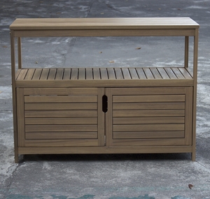 Étagère de rangement en bois à double fonction avec porte à fermeture magnétique, durable et en acacia renouvelable, pour intérieur/extérieur - Product Image 1