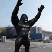 Gorille gonflable géant en PVC, figurine de singe de dessin animé avec slogan personnalisé pour la décoration d'événements commerciaux ou d'inaugurations