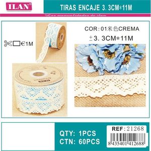 Strisce di pizzo ILAN 3,3 cm x 11 m colore crema per lavori artigianali e cucito - Product Image 2