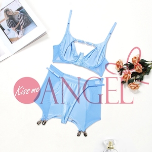 KISS ME ANGEL nouvelle mode col en V profond maille épissage push up poitrine ceinture réglable jolie fille sexy soutien-<span class=keywords><strong>gorge</strong></span> culotte ensemble images - Product Image 5
