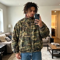 Vestes bomber en molleton épais camouflage d'hiver de haute qualité personnalisées, fermeture éclair, réversibles, en toile de coton, camouflage, effet vieilli, pour hommes