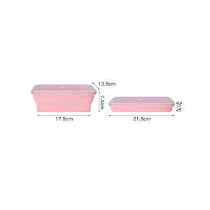 Set of 4 Personalized <strong>Rectangle</strong> <strong>Silicone</strong> Folding School Lunch Box Collapsible Microwavable BPA Free Leak Proof Storage <strong>Container</strong> - Product Image 2