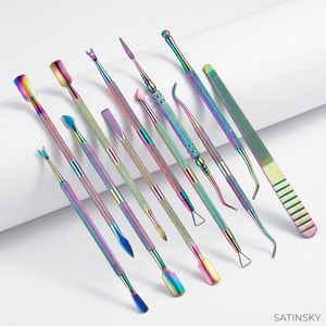 Pousse-cuticules et coupe-cuticules double embout réutilisable en acier inoxydable, emballé, SATINSKY - Product Image 2