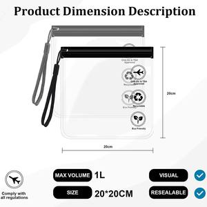 Equipaje transparente USO DE VIAJE impermeable <span class=keywords><strong>vuelo</strong></span> maquillaje impermeable para mujeres reutilizable seguridad del aeropuerto <span class=keywords><strong>neceser</strong></span> - Product Image 6