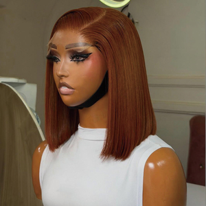 Cheveux humains vietnamiens bruts # Perruque Bob <span class=keywords><strong>Lace</strong></span> Front <span class=keywords><strong>sans</strong></span> <span class=keywords><strong>colle</strong></span>, couleur marron, 5x5 13x4, ultra-lisse, pré-épilée, HD transparente - Product Image 2
