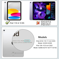 Étui pour iPad A16 11e génération 11 pouces et iPad 10e génération 10,9 pouces, coque magnétique détachable en forme de Y, transparente, rotation à 720 degrés