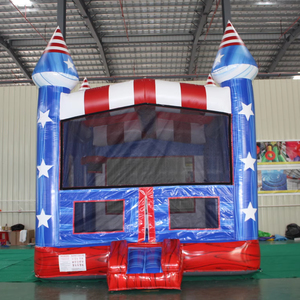 Castillo Inflable Patriótico con la Bandera de EE. UU., Castillo Hinchable de PVC Resistente con Escalón para Eventos Infantiles - Product Image 1