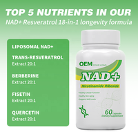 Complément NAD+ à Marque Blanche OEM/ODM : Capsules Liposomales de Nicotinamide Riboside Nucleosides 1000mg, Vitamines NAD et Resvératrol