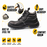Bottes de sécurité industrielles AOXIANG à embout d'acier, anti-corrosion, doublure en maille, semelle extérieure en PU, tige en cuir, été/hiver