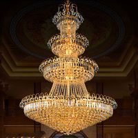 Lustre moderne de luxe traditionnel en cristal doré pour hall d'hôtel, villa, duplex, salon, luminaires suspendus élégants pour