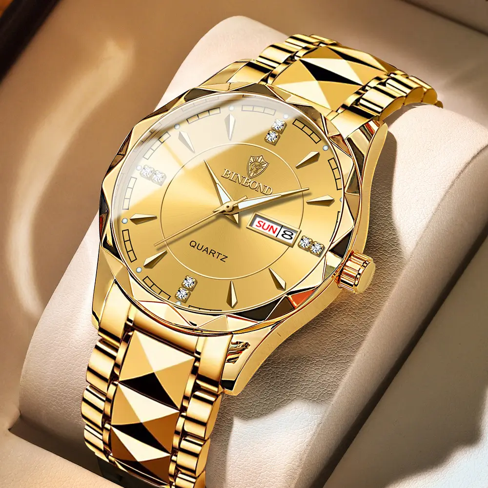 INBOUND luxury Men Women Golden Quartz Watch Waterproof Male wrist Water Resistant Men Women Analog Quartz Watches
