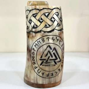 Mug à boire de luxe écologique de haute qualité 500 ml avec poignée en corne, fabriqué à la main pour le vin, logo et emballage personnalisés, idéal pour les fêtes - Product Image 1