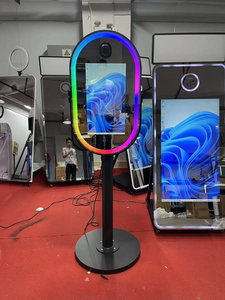 Miroir photomaton 21,5 pouces avec éclairage LED RVB, miroir magique ovale pour selfie avec appareil photo et imprimante, écran tactile - Product Image 5