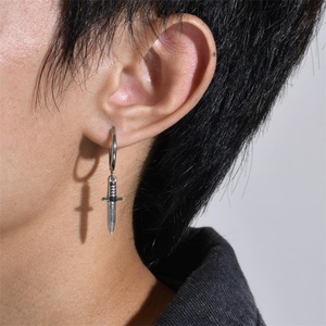 Wholesale Stainless Steel <b>Hoop</b> <b>Earrings</b> Dagger Pendant <b>Earring</b> Jewelry - Product Image 2