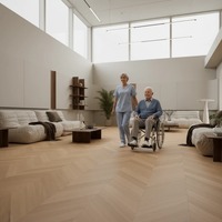Parquet en chêne innovant à système de clic, motif chevron, E0 non toxique, âme en bouleau russe, pour parcs, chambres d'enfants et usage extérieur, 100 mètres carrés