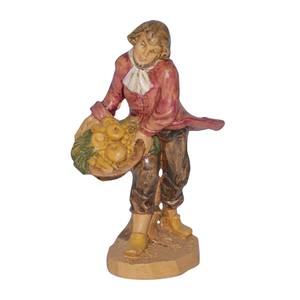 Pastor con Cesta de Verduras MOD. LUX EN PLÁSTICO CON EFECTO MADERA H 10CM - Product Image 1