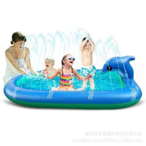 Tapis de jeu aquatique gonflable en forme de dauphin pour enfants, pour piscine extérieure, avec fonction de pulvérisation, en PVC - Product Image 4