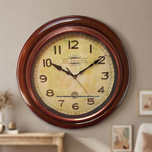 Modern Luxury Eco-friendly Folk Art Digital Round <b>Wooden</b> Wall <b>Clock</b> with Glass Front for Living Room Home Decoration - Product Image 2