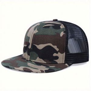 Wholesale Blank Snapback Cap Custom Embroidery Logo <b>Flat</b> Bill Mesh Snapback Trucker <b>Hats</b> - Product Image 6