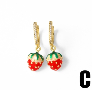 Esmalte fresa/<span class=keywords><strong>tortuga</strong></span> pendientes <span class=keywords><strong>de</strong></span> aro rojo chapado en oro CZ micro pavimentado cereza/Estrella/Corazón aros <span class=keywords><strong>de</strong></span> oreja joyería al por mayor - Product Image 5