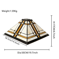 Abat-jour rectangulaire Tiffany vitrail 12/14 pouces de large accessoires remplacement ambre brun mission style abat-jour