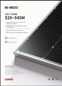 แผงโซลาร์เซลล์ LONGi ประสิทธิภาพสูง รุ่น LR5-72HPH ขนาด 182 มม. แบบโมโนคริสตัลไลน์ กำลังไฟ 530w 535w 540w 545w 550w - Product Image 4
