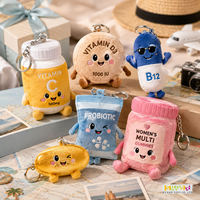 Porte-clés en peluche personnalisé en forme de pilule de vitamine, adorable breloque en peluche en forme de flacon de pilule pour sac ou cadeau