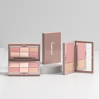Palette de fard à paupières de luxe à 6 compartiments avec surligneur de marque privée Palettes de maquillage en plastique ABS en gros pour les cosmétiques