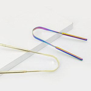 Limpiador de Lengua Reutilizable de Doble Cara Antideslizante en Forma de U de Cobre y Acero Inoxidable, Herramienta Dental Ecológica, Raspador de Lengua - Product Image 6