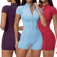 Combinaison de sport respirante pour femmes, combinaison de yoga à manches courtes, combinaison de fitness une pièce, combinaison de sport