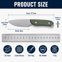Couteau à lame fixe d'extérieur, couteau droit de survie, de chasse et de pêche, couteau utilitaire en acier D2 avec étui GT0177