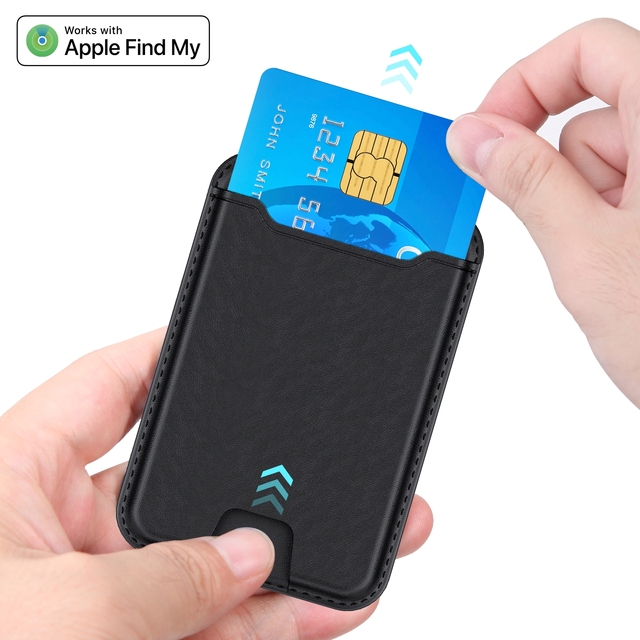 Slim PU Leather iPhone Magnetic Wallet Stand with Finder Tracker Card Holder with Find My