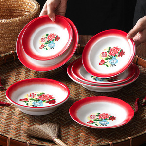 Xiangyuan <b>melamine</b> tableware <b>plates</b>, imitation porcelain commercial restaurant dishes, deep <b>plates</b>, creative anti-drop cold - Product Image 1